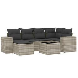 vidaXL Salon de jardin avec coussins 7 pcs gris clair résine tressée