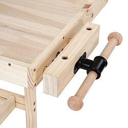 Acheter Helloshop26 Établi d'atelier en bois de pin avec tiroir et étagère charge max 200 kg 127 cm banc table de travail bricolage menuisier 01_0000429