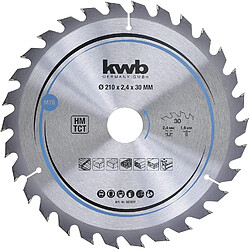 kwb 587857 Lame de scie circulaire en bois dur et bois dur 210 x 30 mm Coupe propre numéro moyen 30 dents Z-30