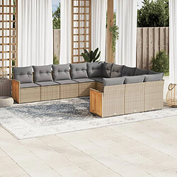 Maison Chic Salon de jardin 11 pcs avec coussins | Ensemble de Table et chaises | Mobilier d'Extérieur beige résine tressée -GKD98858