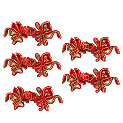 Acheter 5 Paires Bouton De Grenouille Noeud Chinois Poisson Rouge Pour Hanfu Hangbag Bricolage Or Rouge