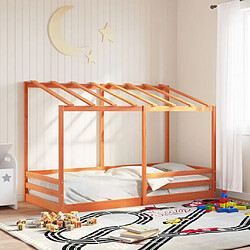 Avis Vidaxl Lit pour enfants et toit cire marron 90x200 cm bois massif pin