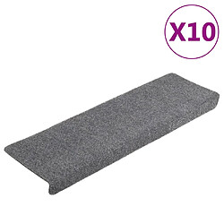 vidaXL Tapis de marches d'escalier 10 pcs Gris 65x21x4 cm Aiguilleté