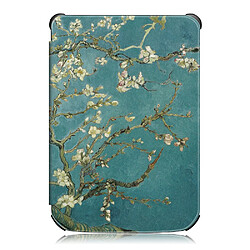 Coque en TPU + PU motif fleurs blanches pour votre PocketBook 616/627/632/632 Plus