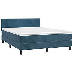 Avis Maison Chic Lit adulte- Lit + matelas,Sommier à lattes de lit avec matelas LED Bleu foncé 140x200 cm -GKD57542