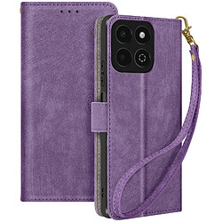 Avizar Housse pour Honor 200 Smart Effet Brossé Portefeuille et Support Violet