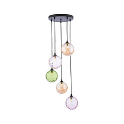 Luminaire Center Suspension Federico Noir mat, verre moulé