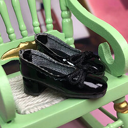 poupée de mode pu cuir bloc talon chaussures pour 1/6 blythe poupée accs noir