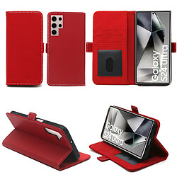 Xeptio Housse rouge pour Samsung Galaxy S24 Ultra 5G Etui de Protection Portefeuille à Rabat avec Porte Cartes