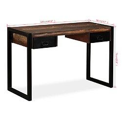 vidaXL Bureau avec 2 tiroirs Bois de récupération massif 120x50x76 cm pas cher