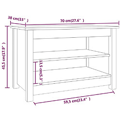 vidaXL Banc à chaussures Noir 70x38x45,5 cm Bois de pin massif pas cher