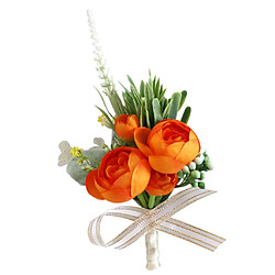 Avis Fleurs De Thé Artificielles Corsages Boutonnière Pour Faveur De Mariage Orange