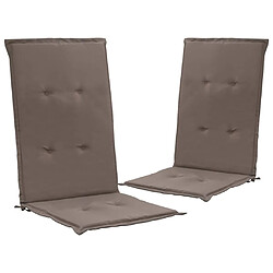 Decoshop26 lot de 2 coussins de chaise de jardin 100% polyester imperméable taupe 120 x 50 x 3 cm DEC021668