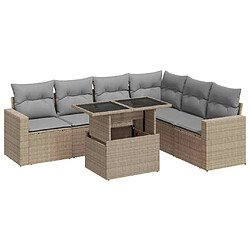 vidaXL Salon de jardin avec coussins 7 pcs beige résine tressée