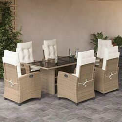 vidaXL Ensemble à manger de jardin et coussins 7 pcs beige poly rotin