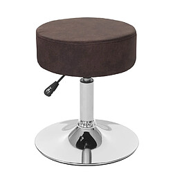 Acheter Decoshop26 Tabouret réglable en hauteur Ø 35cm imitation daim marron foncé vintage 04_0005330