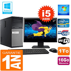 PC Tour DELL 7010 Core I5-2400 Ram 16Go Disque 1 To Wifi W7 Ecran 27" - Occasion