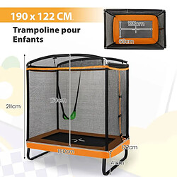 Acheter Helloshop26 2 en 1 trampoline enfants 190 x 122cm avec balançoire amovible trampoline de jardin avec filet de sécurité charge 100 kg pour 3 ans+ noir orange 20_0007547