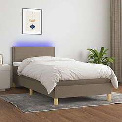 vidaXL Sommier à lattes de lit avec matelas LED Taupe 100x200 cm Tissu