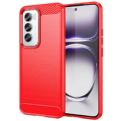 Htdmobiles Coque pour Oppo Reno 12 Pro 5G - housse etui silicone gel carbone + verre trempe - ROUGE pas cher