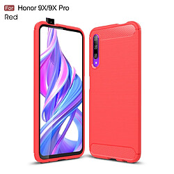 Wewoo Coque TPU en fibre de carbone à texture brossée pour Huawei Honor 9X / 9X Pro rouge