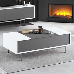 Acheter Hanah Home Table basse en aggloméré blanc et anthracite Force pieds argentés.