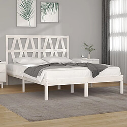 Maison Chic Lit adulte - Lit simple Cadre de lit,Structure du lit Contemporain Blanc Bois de pin massif 140x190 cm -MN69131