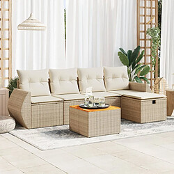 vidaXL Salon de jardin avec coussins 6 pcs beige résine tressée