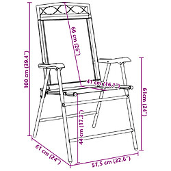 vidaXL Chaises de jardin pliables lot de 4 en acier et textilène pas cher