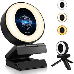 Webcam 1080P avec microphone et éclairage, luminosité réglable sur 3 niveaux, caméra d'ordinateur Plug and Play, adaptée pour Skype, Zoom, FaceTime, Hangouts, PC/Mac/ordinateur portable/MacBook/tablette