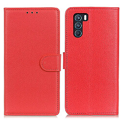 Etui en PU texture litchi, rouge pour votre Oppo K9 Pro