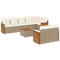 Maison Chic Salon de jardin avec coussins 9 pcs | Ensemble de Table et chaises | Mobilier d'Extérieur beige résine tressée -GKD23863