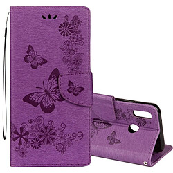 Wewoo Housse Étui Violet pour Huawei P20 Lite Vintage Floral Motif papillon en relief flip horizontal en cuir avec fente carte et titulaire portefeuille lanière