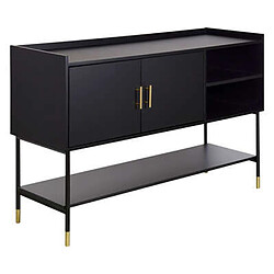 Pegane Buffet avec 2 portes en bois / fer coloris noir - Longueur 120 x Profondeur 40 x Hauteur 80 cm