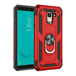 Wewoo Coque Étui de protection en TPU + antichoc Sergeant Armour pour Galaxy J6 (2018), avec support rotation 360 degrés (rouge)