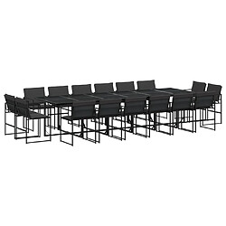 vidaXL Ensemble à manger de jardin avec coussins 17 pcs noir textilène