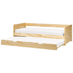 Beliani Lit gigogne 90 x 200 cm en bois clair GRAVELINES