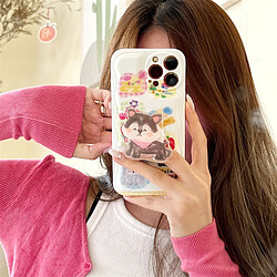 GUPBOO Étui pour iPhone13ProMax Plaid beignets chiot créatif étui de téléphone portable dessin animé doux