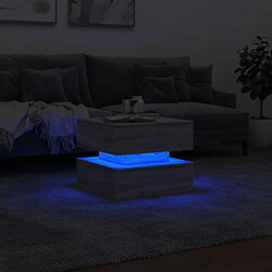 ComfortXL Table Basse Avec Lumières LED Sonoma Gris 50x50x40 Cm pas cher