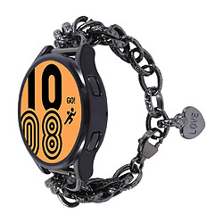 Bracelet en métal avec pendentif coeur, noir pour votre Huawei Watch GT3 42mm/Samsung Galaxy Watch 4/4 Classic 20mm