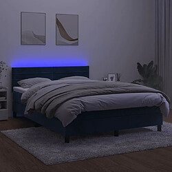 Acheter Maison Chic Lit adulte- Lit + matelas,Sommier à lattes de lit avec matelas LED Bleu foncé 140x200 cm -GKD15235