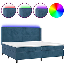 vidaXL Sommier à lattes de lit matelas et LED Bleu foncé 200x200 cm