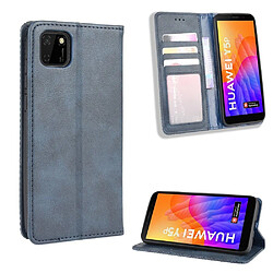 Etui en PU style vintage avec support bleu pour Huawei Y5P/Honor 9S