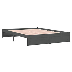 Avis vidaXL Cadre de lit sans matelas gris bois massif 140x200 cm