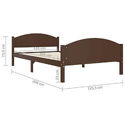 vidaXL Cadre de lit sans matelas marron foncé pin massif 120x200 cm pas cher