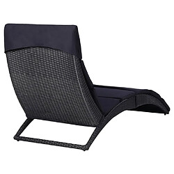 Acheter Helloshop26 Transat bain de soleil avec coussin résine tressée noir 02_0012203