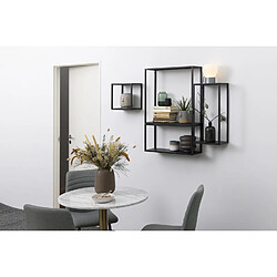 Toilinux Grande Etagère murale carrée 2 tablettes en métal - L.60cm x H.60cm - Noir