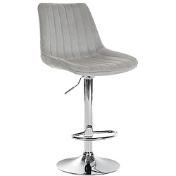 Decoshop26 Tabouret de bar x1 réglable en hauteur pivotant à 360° assise en velours gris couture verticale pied métal aspect chromé 10_0005427