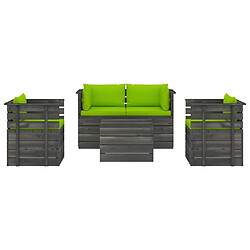 Avis Maison Chic Salon palette de jardin 5 pcs avec coussins,Table et Chaises d'extérieur,Mobilier de jardin Bois de pin massif -MN30106