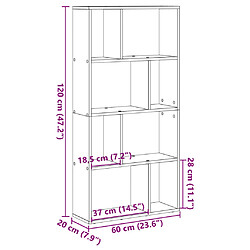 vidaXL Bibliothèque noir 60x20x120 cm bois d'ingénierie pas cher